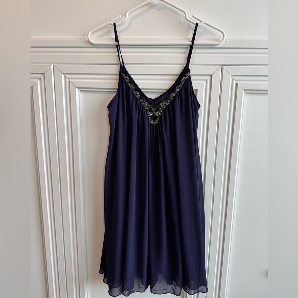 Express Deep Blue Dress with Black Accents